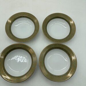 4 Vintage Wyndham Lafayette Fruit Dessert Bowls #343 Fine China White Green